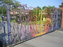 Cemetery exit gates - celebration of life - Basingstoke, Hampshire.